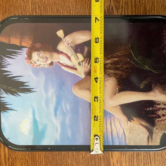 Vtg Hawaiian Girls Two Sided Vertical Tin Lunch Box Accoutrement Hula Hawaii - Picture 11 of 16